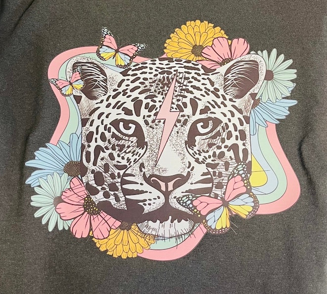 T-Shirt 'Flower Leopard' - Slate